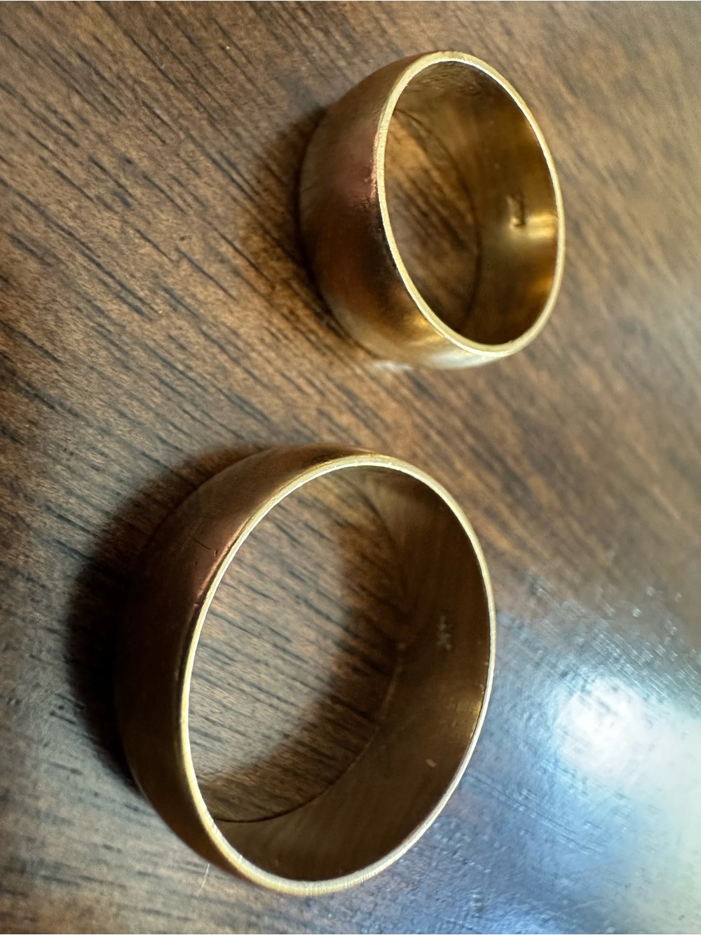 Vintage 1940s or early 1950s 14K Gold Wedding Band Set - Size 5.5 and Size 9.5